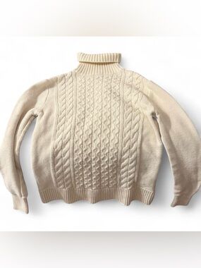Womens Gap Turtleneck Cable Knit Sweater - Cream Sz S